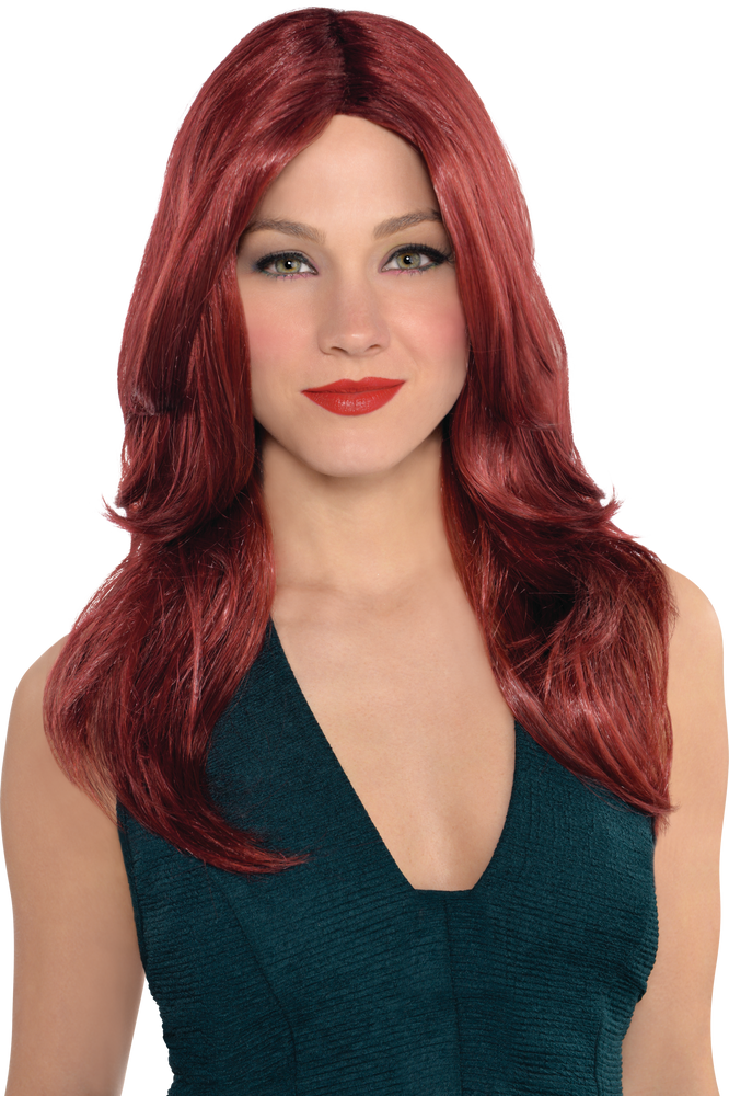 Long red top costume wig
