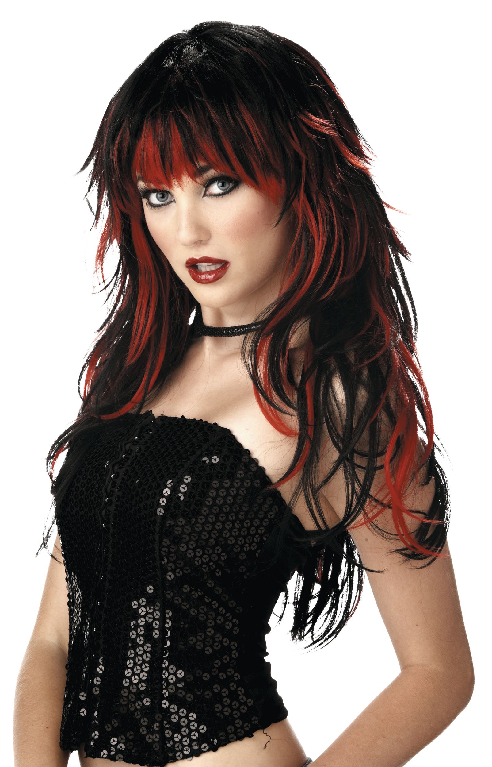 Perruque d'enchanteresse, rouge et noir Front_Angled_Left