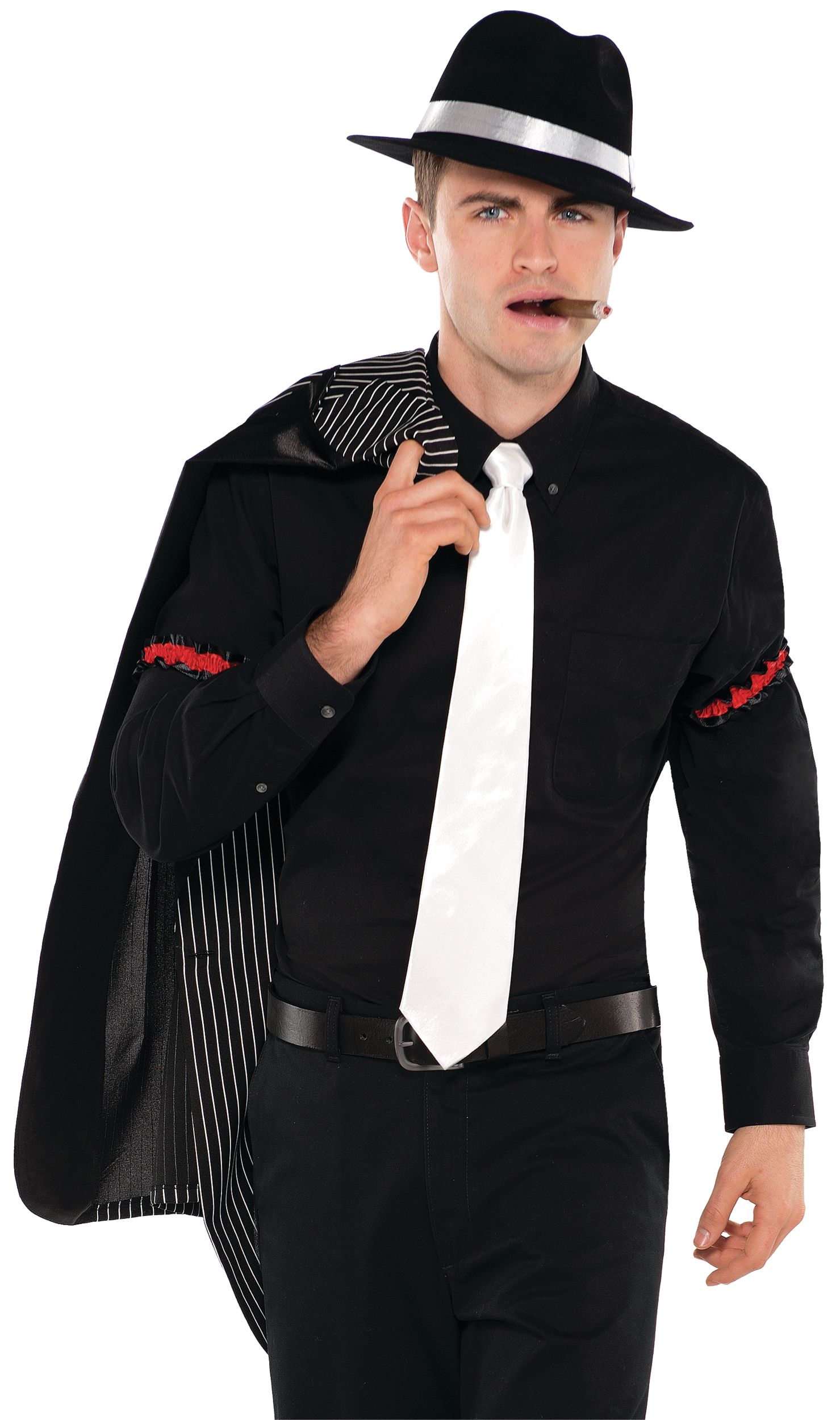 Gangster White Tie Front_Three_Fourths_Angled_Right
