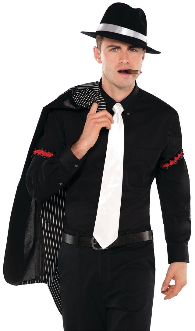 Gangster White Tie Front_Three_Fourths_Angled_Right