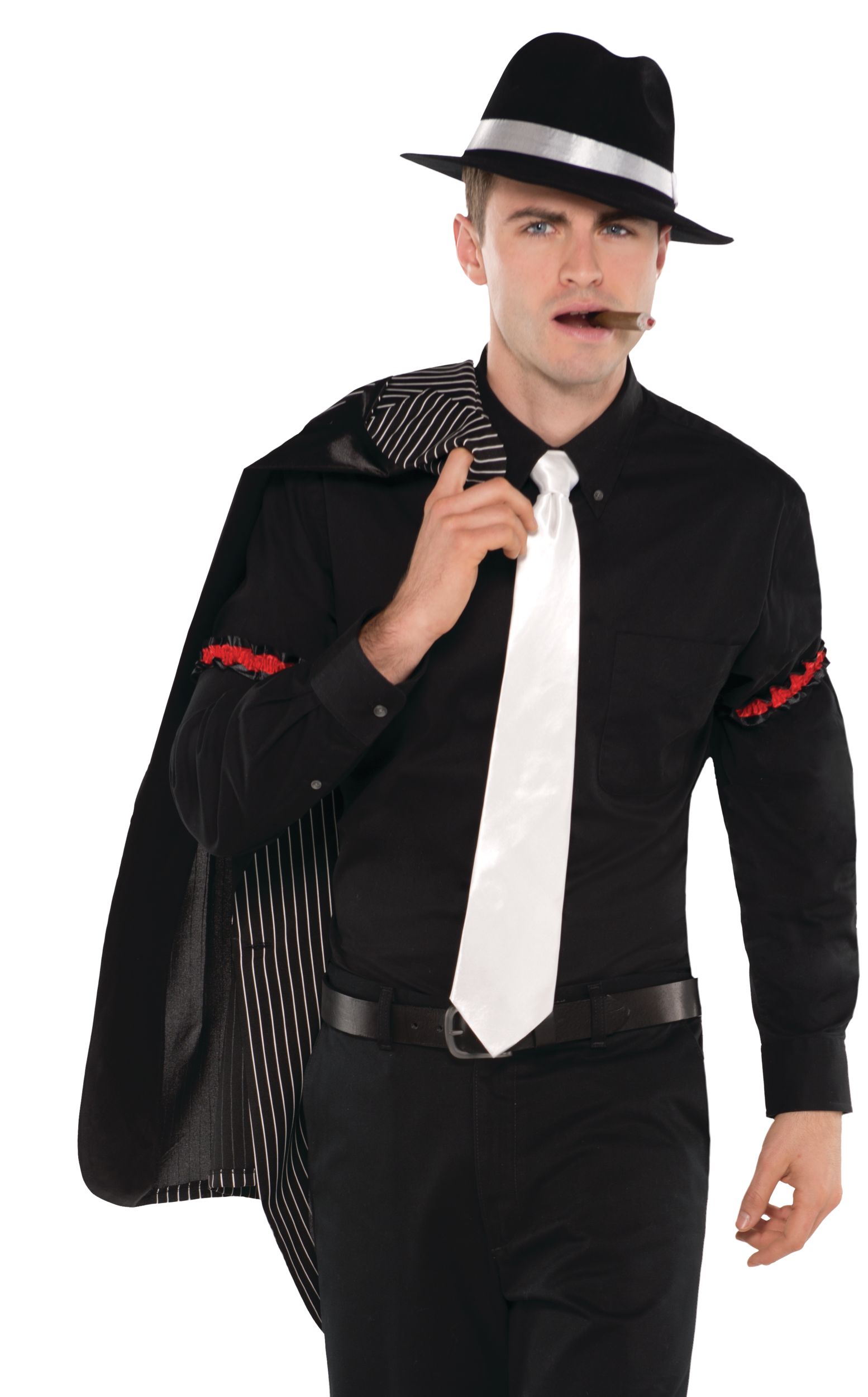 Gangster White Tie Front_Three_Fourths_Angled_Right