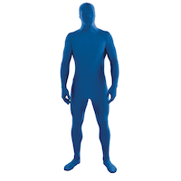 Costume moulant bleu, hommes, tailles variées Front_Flat