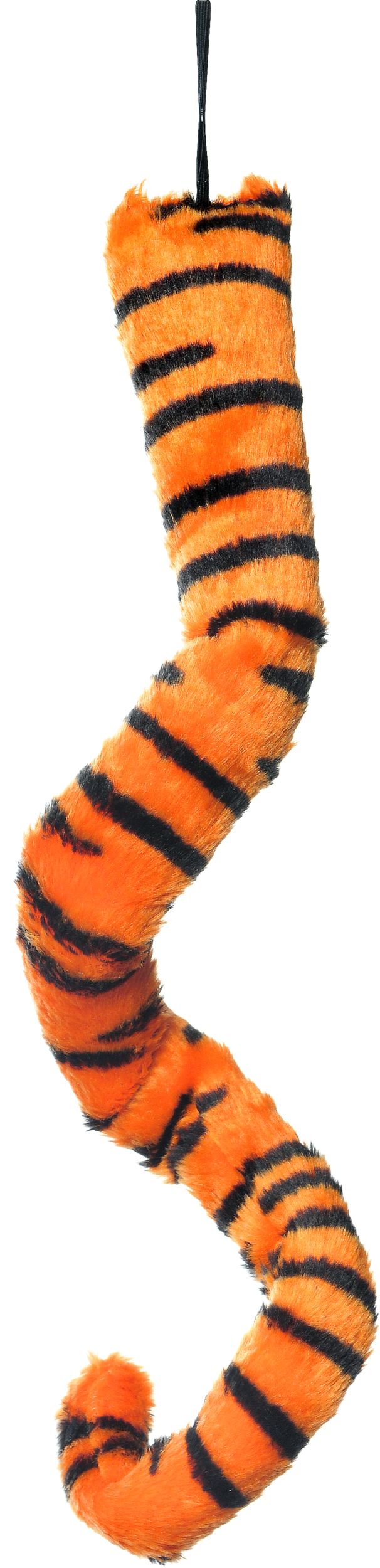 Furry Tiger Tail, Orange/Black Striped, 21-in, Wearable Costume Accessory for Halloween Overhead_Flat