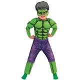 Costume Disney Marvel L'incroyable Hulk, tout-petits, combinaison rembourrée verte avec masque, taille 3-4 Front_Flat