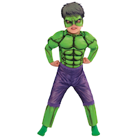 Disney Marvel The Incredible Hulk Halloween Costume, Green Padded Jumpsuit with Mask, Toddler, 3-4T Front_Flat