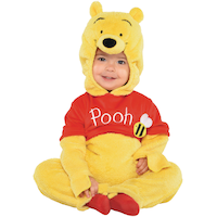 Costume Disney Winnie l'ourson, bébés, combinaison en peluche jaune/rouge, tailles variées Front_Flat