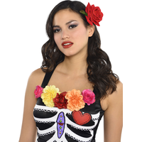 Pince à cheveux du Jour des morts avec rose Front_Three_Fourths_Angled_Left