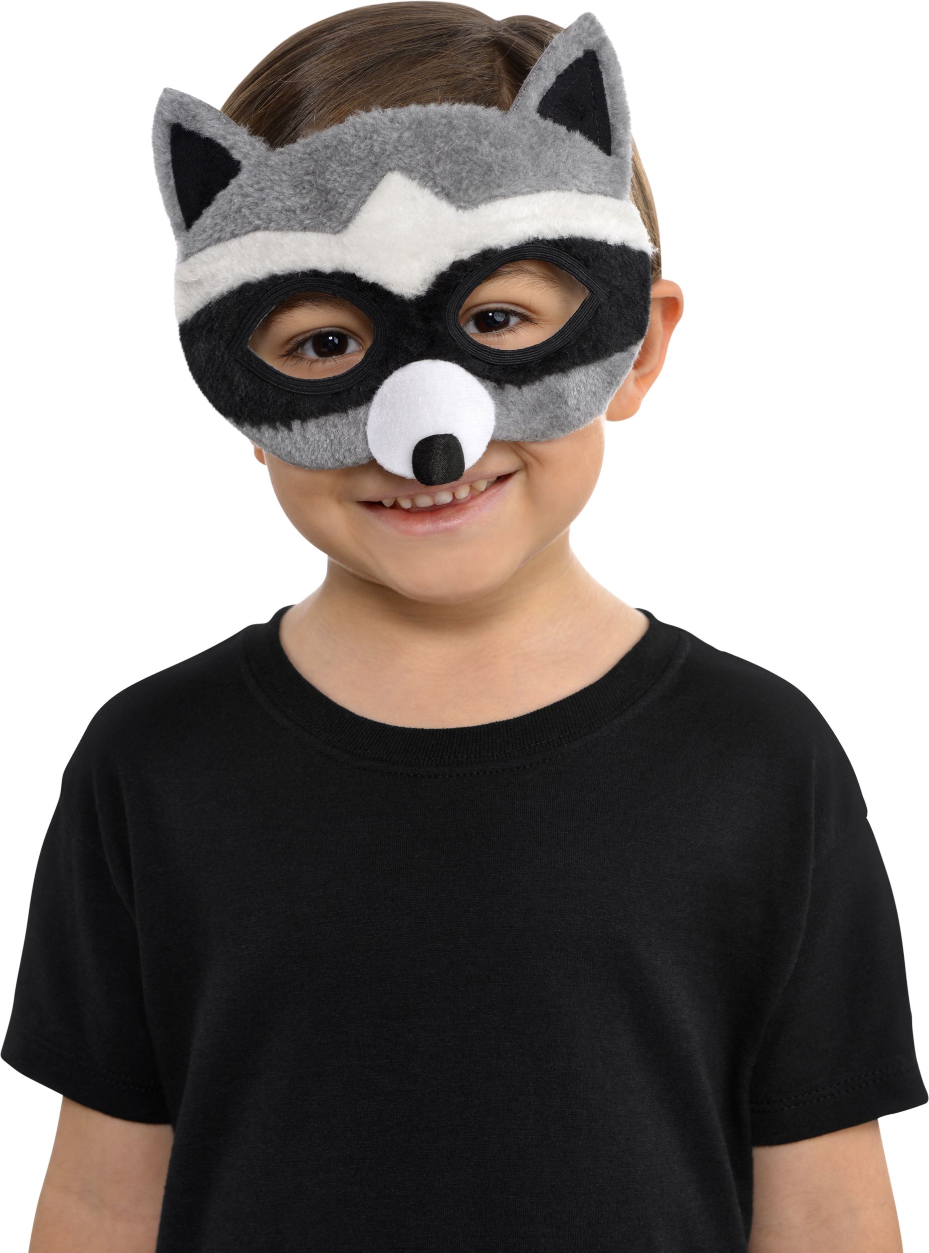 Kids' Plush Raccoon Party Mask Front_Flat