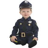 Infant Cop Police Officer Blue Jumpsuit with Hat Halloween Costume, Assorted Sizes Front_Flat