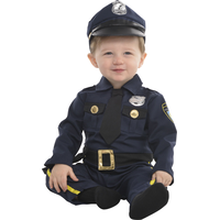 Infant Cop Police Officer Blue Jumpsuit with Hat Halloween Costume, Assorted Sizes Front_Flat
