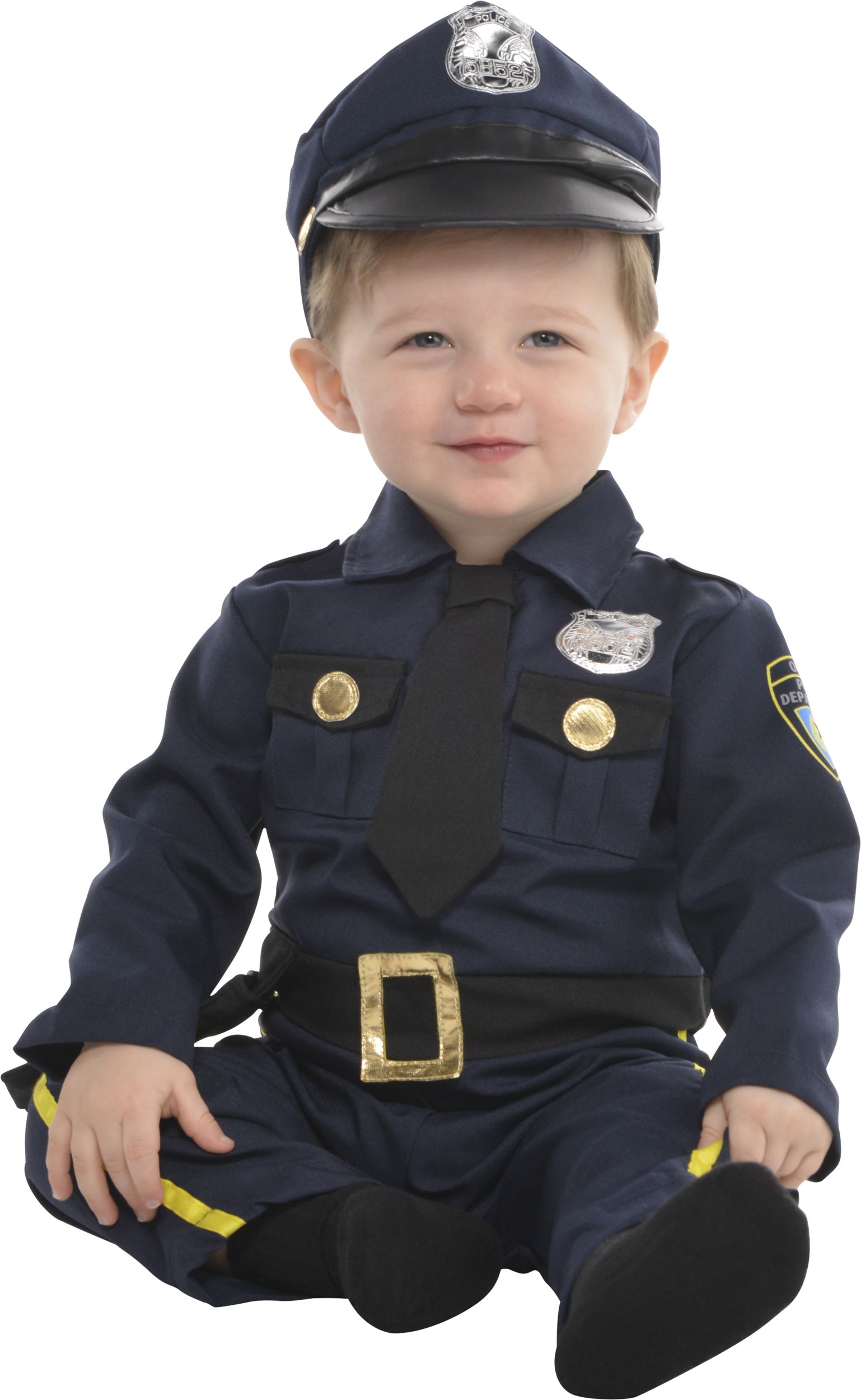 Costume de policier, enfants, robe bleue avec chapeau/gants