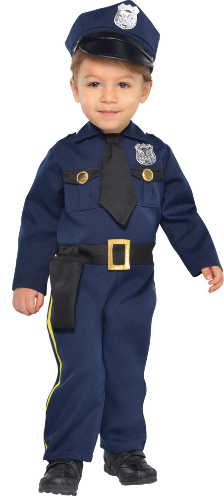 Infant Cop Police Officer Blue Jumpsuit with Hat Halloween Costume ...