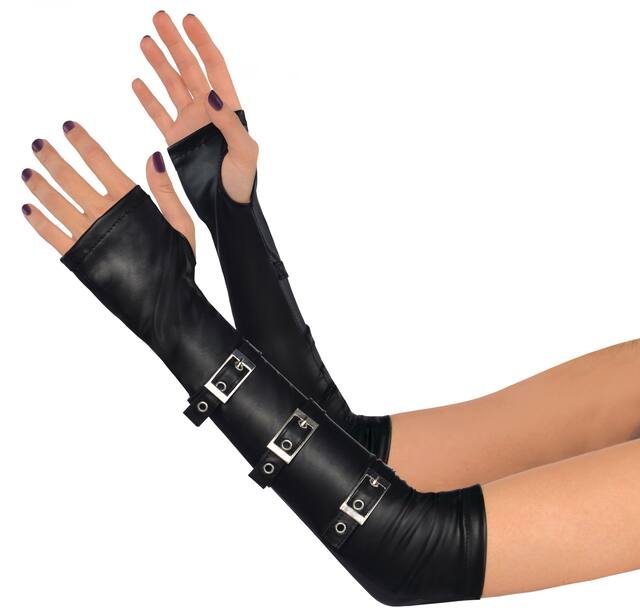 Gothic Arm Warmers with Buckles, Black, One Size, Wearable Costume Accessory for Halloween Composite_or_Mixed