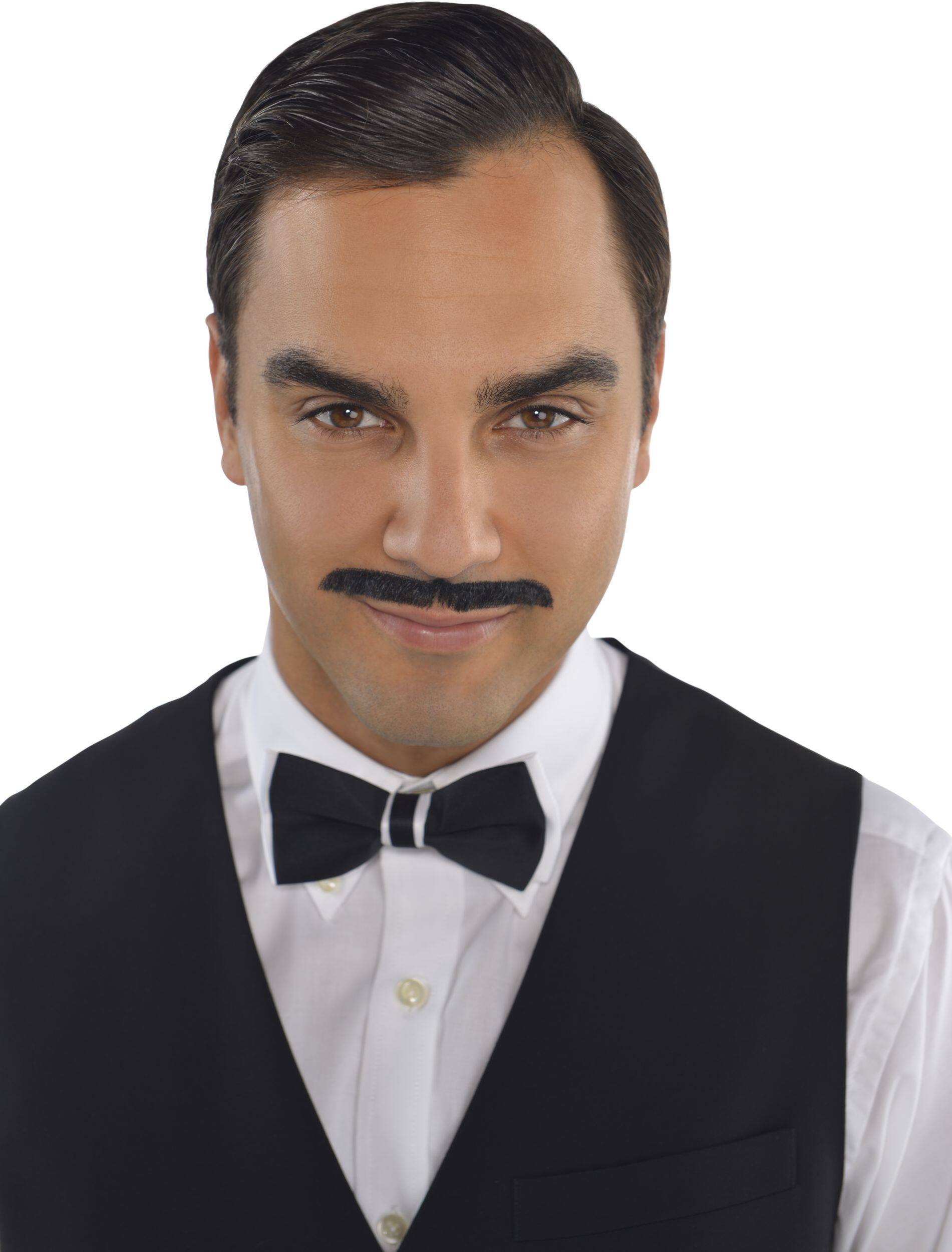 1920s Self-Adhesive Pencil Moustache, Black, One Size, Wearable Costume Accessory for Halloween Front_Flat