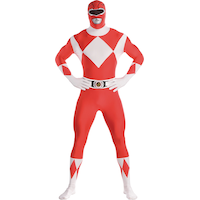 Men's Power Rangers Dino Fury Red Jumpsuit with Mask Halloween Costume, Assorted Sizes Front_Flat