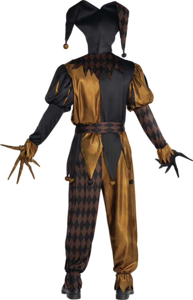 Men's Joker's Skeleton Black/Gold Jumpsuit with Mask & Gloves Halloween