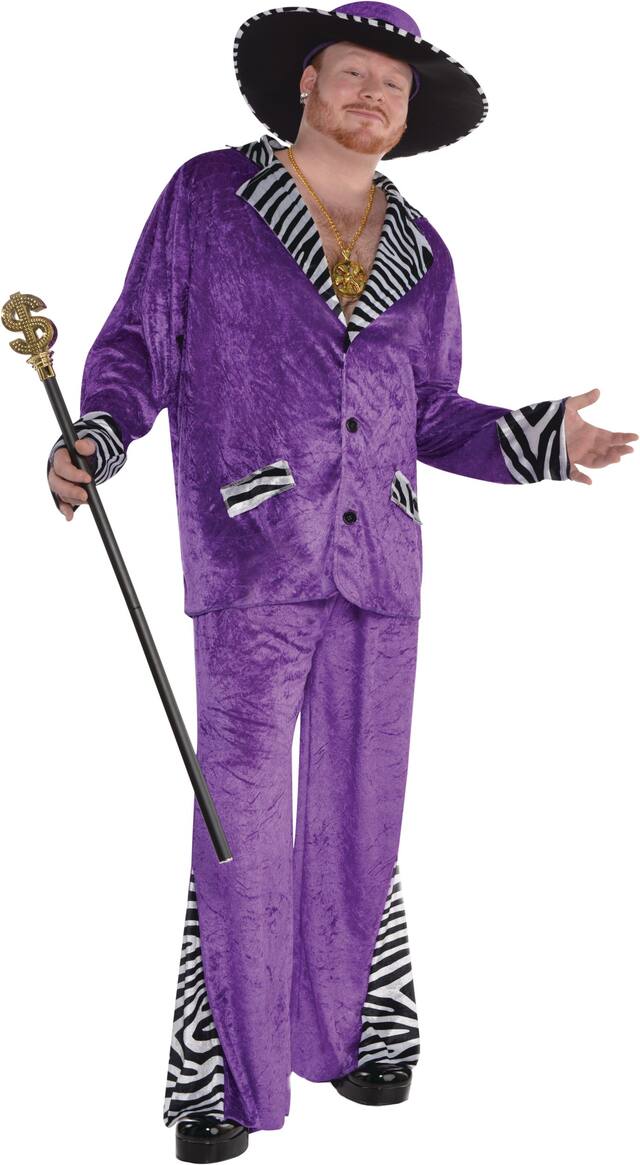 Men's Sugar Daddy Pimp Purple Suit Halloween Costume, Plus Size Front_Angled_Right