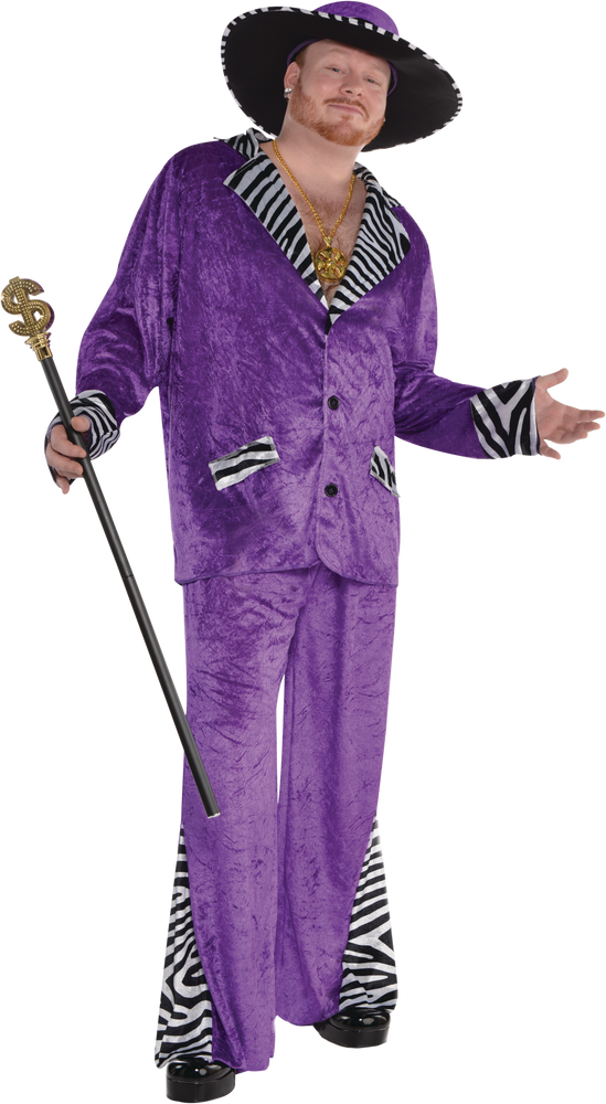 Men's Sugar Daddy Pimp Purple Suit Halloween Costume, Plus Size | Party ...