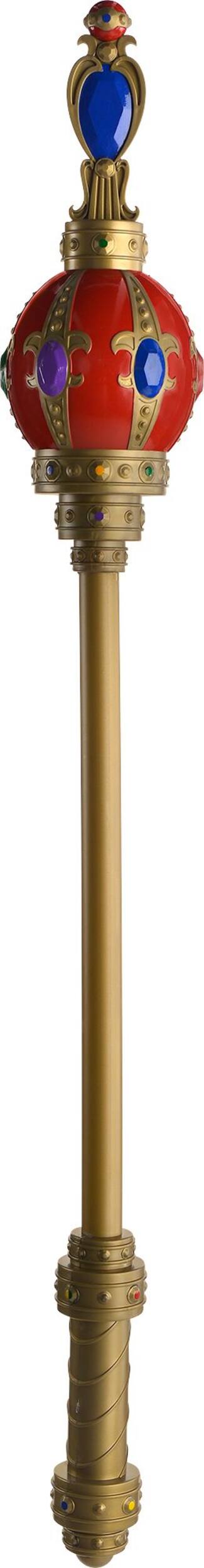Classic Midieval King Scepter, Gold/Red/Blue, 32-in, Wearable Costume Prop for Halloween Overhead_Flat
