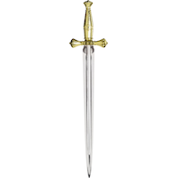 Jeweled King Sword Weapon, Gold/Silver, 23-in, Wearable Costume Prop for Halloween Overhead_Flat