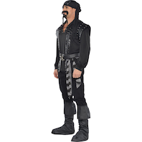 Men's Pirate Black Outfit with Shirt/Bandana/Boot Covers Halloween Costume, Assorted Sizes