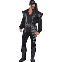 Men's Pirate Black Outfit with Shirt/Bandana/Boot Covers Halloween Costume, Assorted Sizes Front_Flat