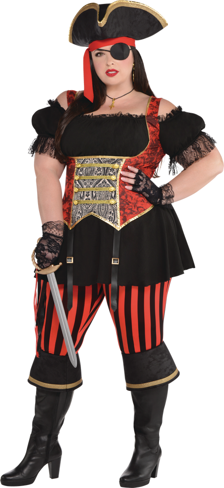Adult Pirate Lady Costume with Dress Headscarf and Belt main image 1