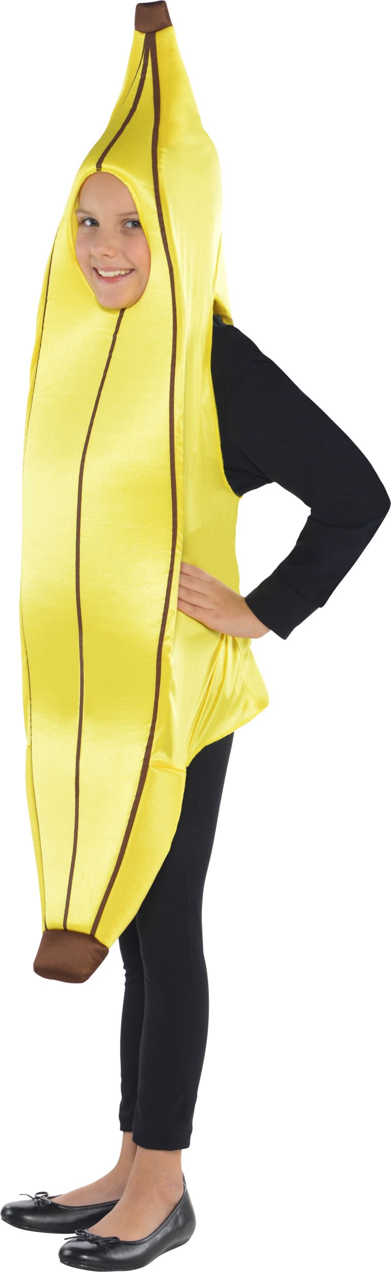 Kids' Banana Yellow Tunic with Hood Halloween Costume, One Size Front_Angled_Left