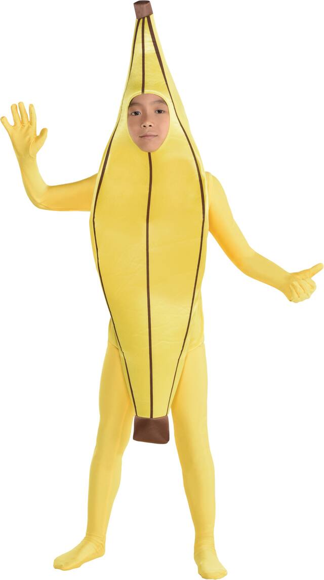 Kids' Banana Yellow Tunic with Hood Halloween Costume, One Size Front_Flat