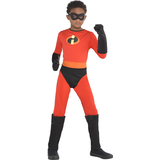 Costume de Flèche de Disney Pixar Les Incroyable pour tout-petits, combinaison rouge/noire avec gants/masque/couvre-bottes, choix de tailles Front_Flat