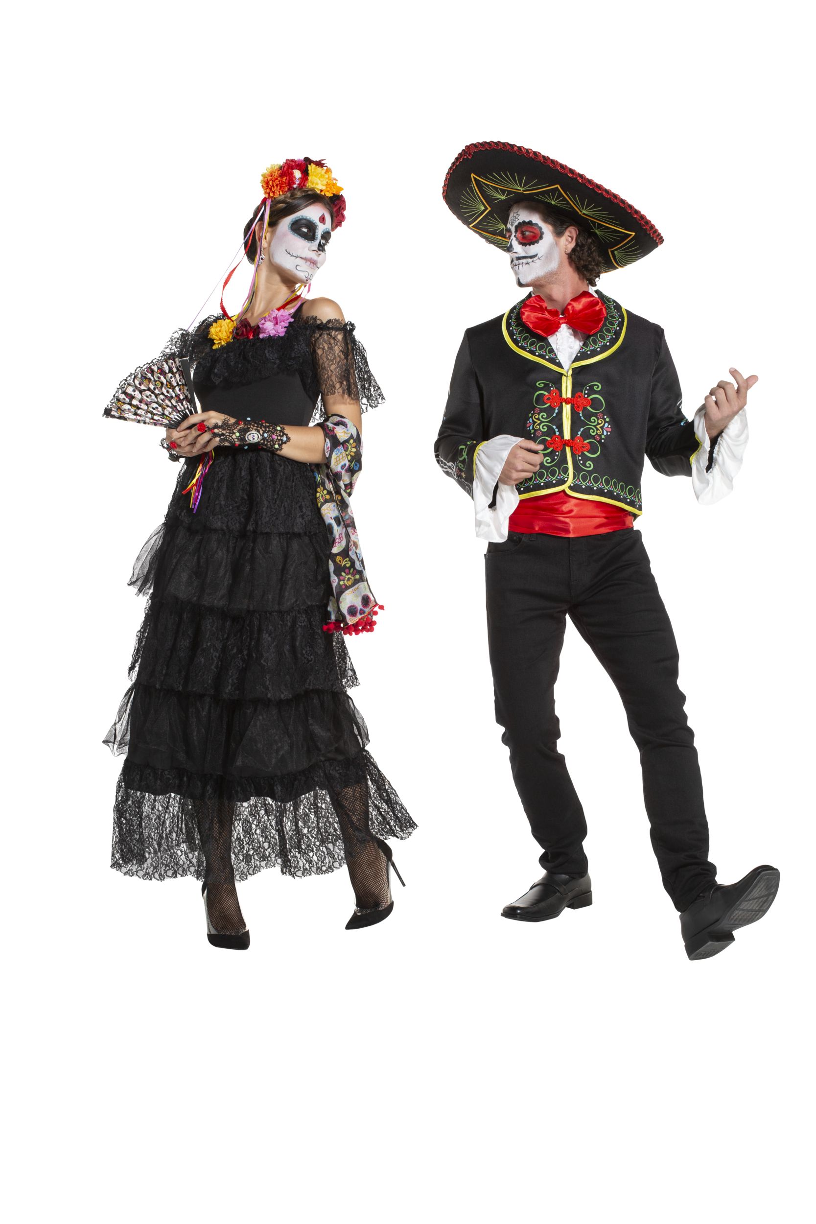 Men's La Muerte Day of the Dead Skeleton Black/Red Outfit with Jacket & Bow TieHalloween Costume, One Size Composite_or_Mixed