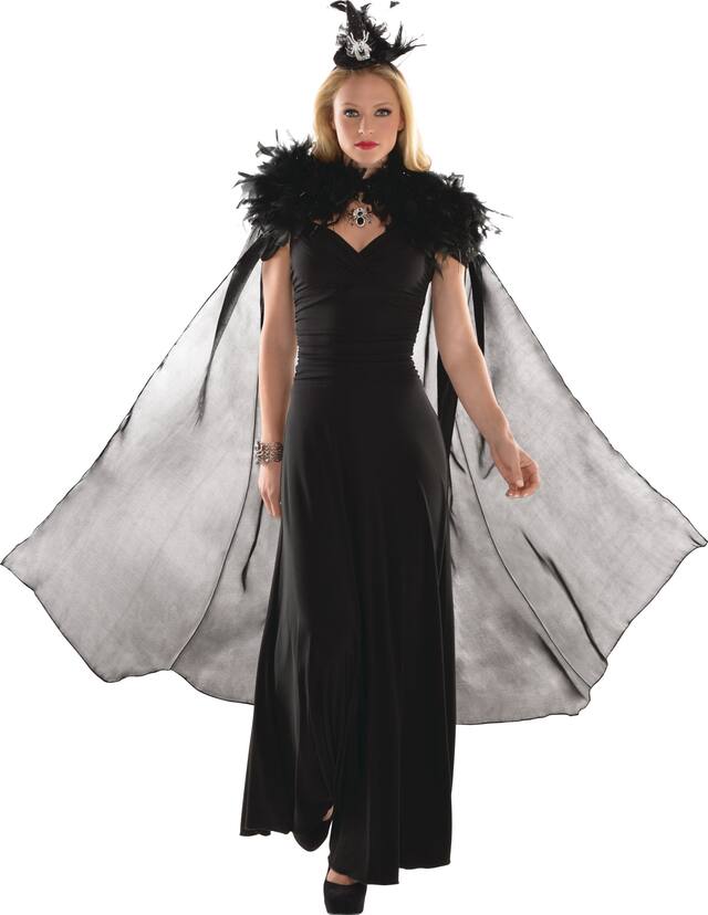 Feather Witch Halloween Costume Cape, Adult, One Size Front_Flat