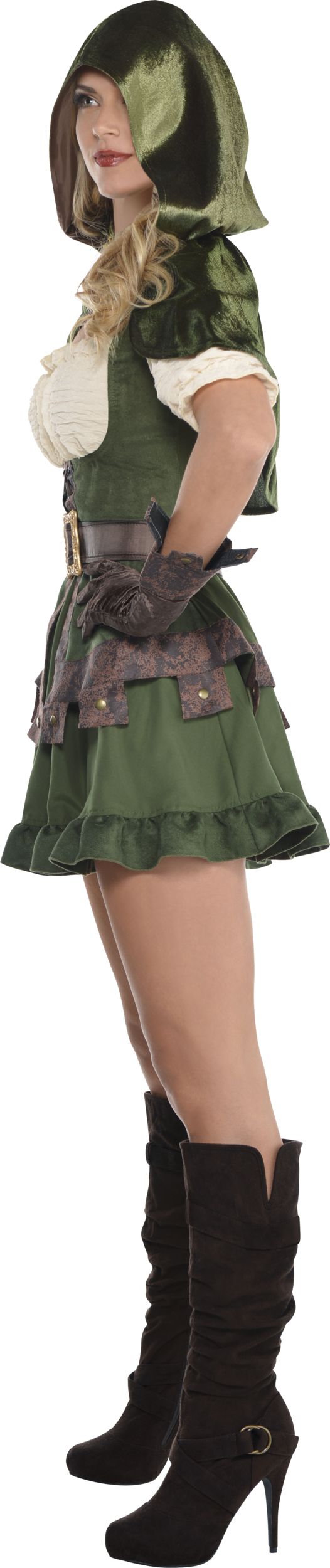 Women s Robin Hood Robin Green Corset Dress with Gloves Cape Halloween Costume Assorted Sizes Party City