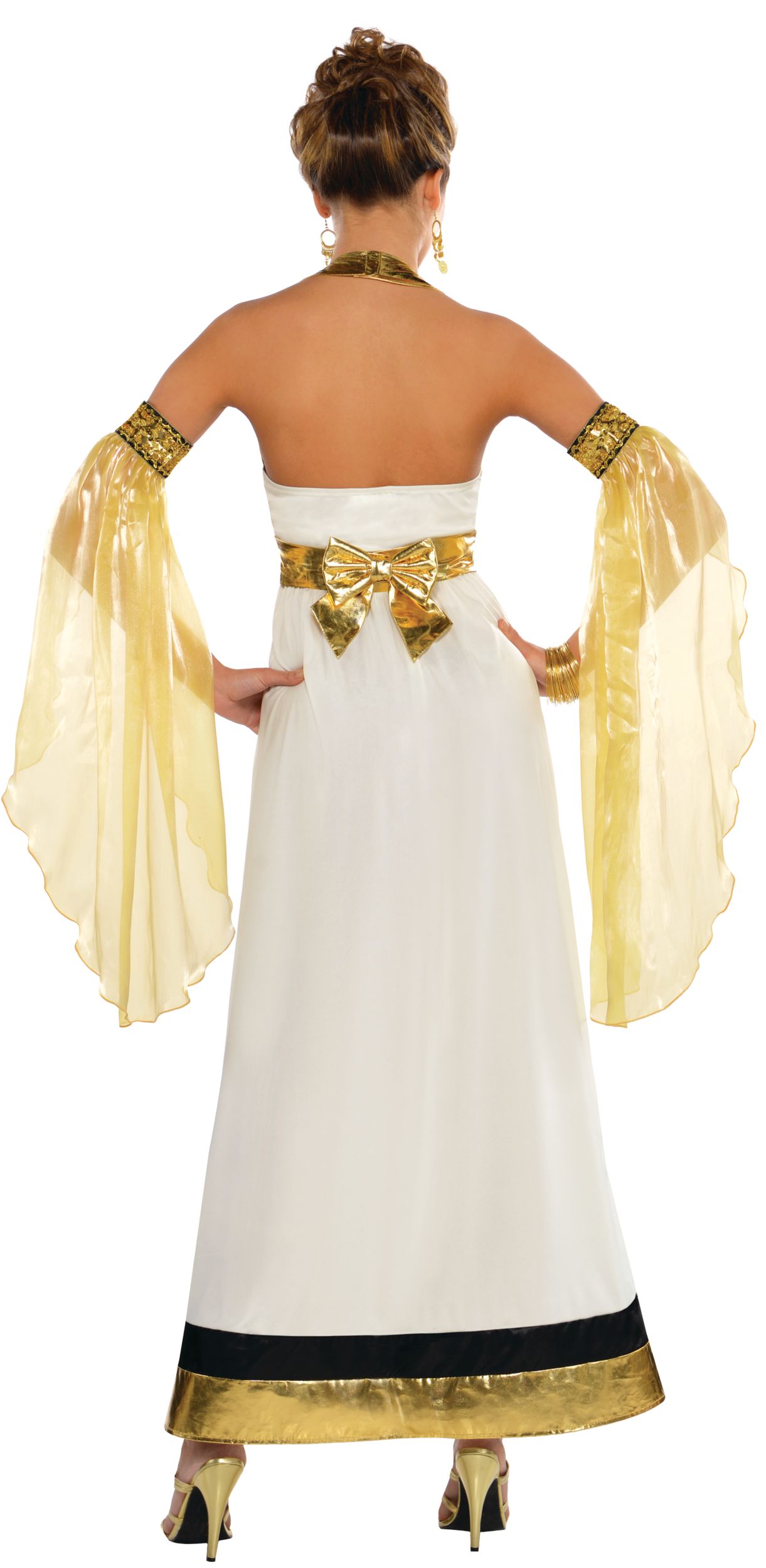 Costume de déesse divine pour femmes, robe blanche avec serre-tête, choix de tailles Back_Flat