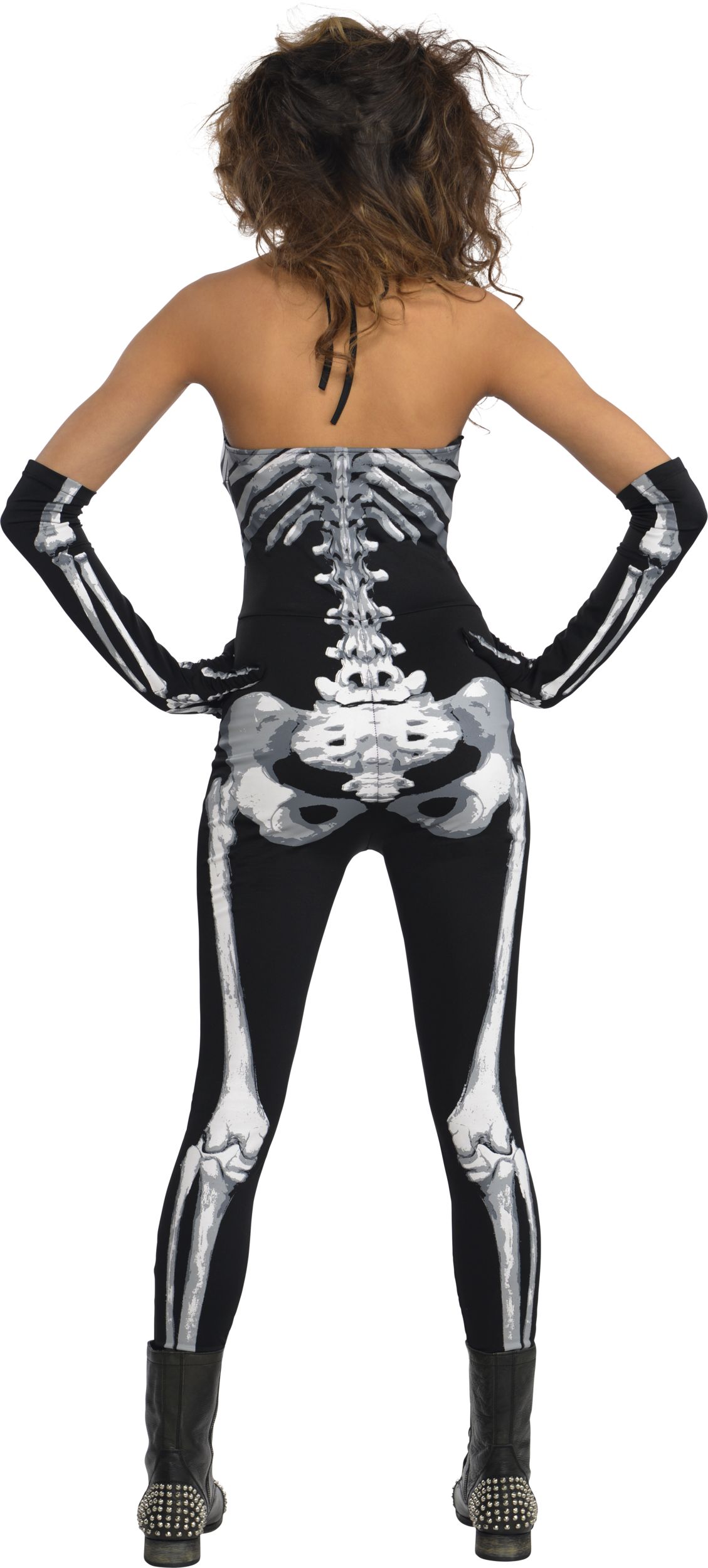 Women's X-Ray Skeleton Black/White Jumpsuit with Gloves Halloween