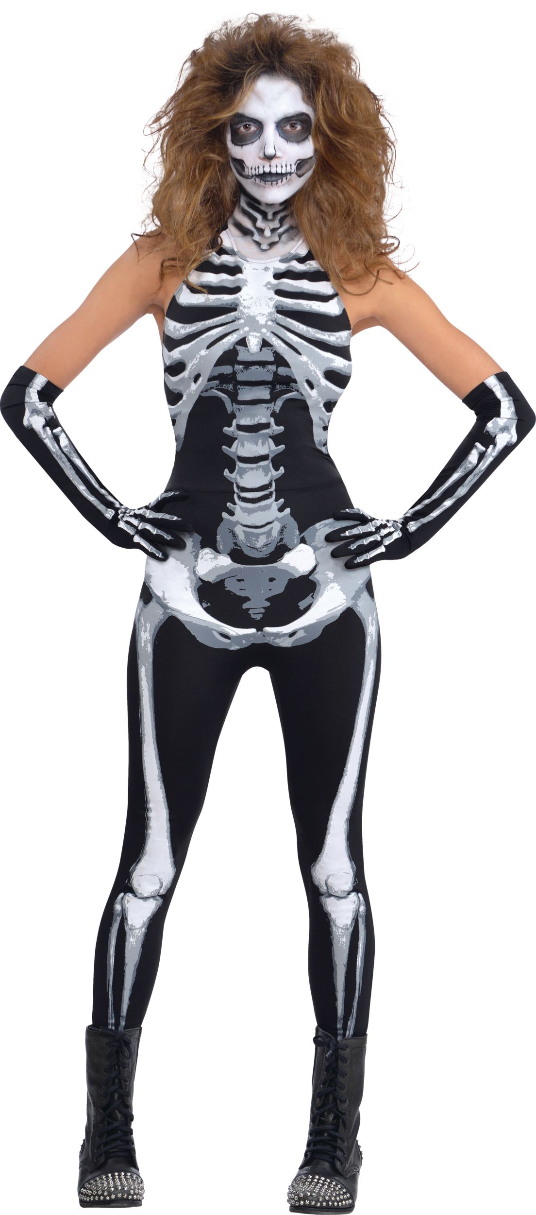 Womens Black Bone Print Skeleton Corset Top Xl