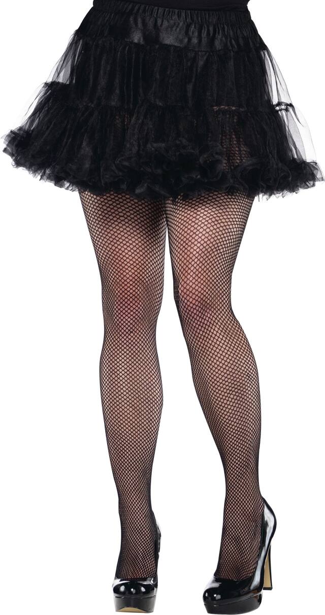 Adult Fishnet Stocking Tights, Black, Plus Size, Wearable Costume Accessory for Halloween Front_Flat