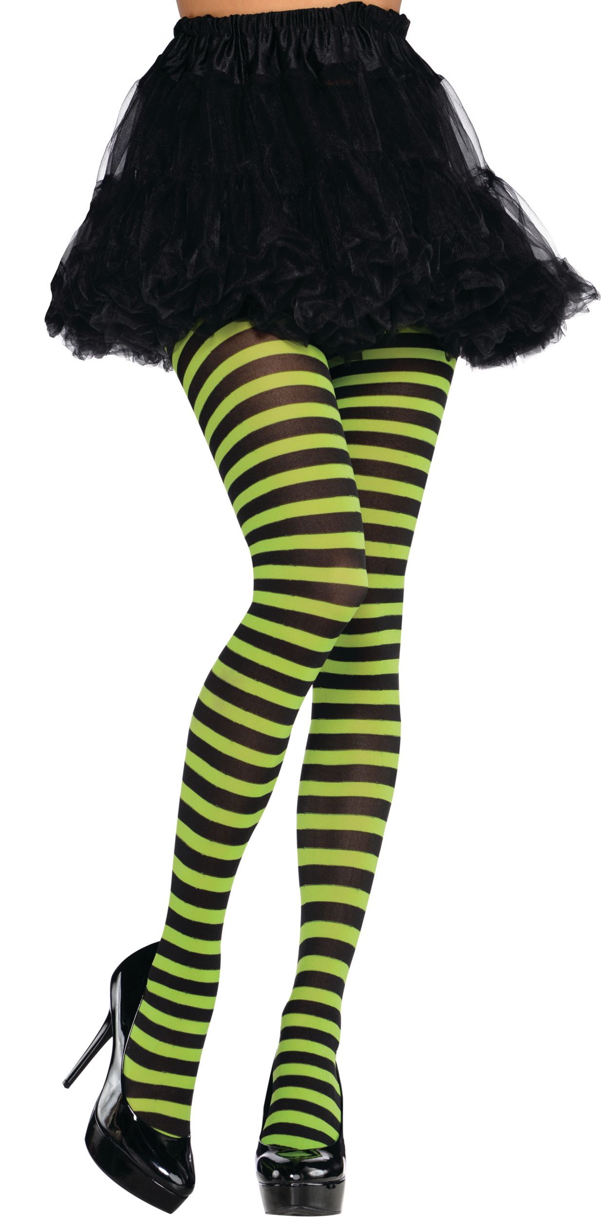 Legging Neon Green & Black Halloween Stripes Roupa de Brux