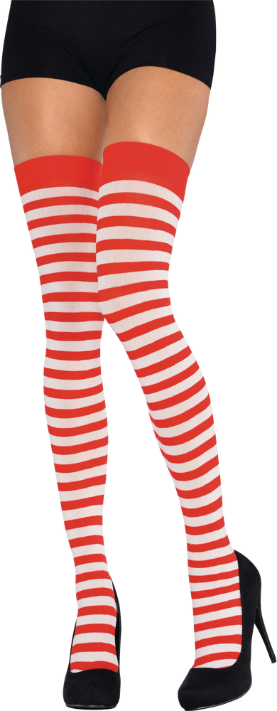 Red and White Striped Tights  Tights - Hosiery - PartyWorld