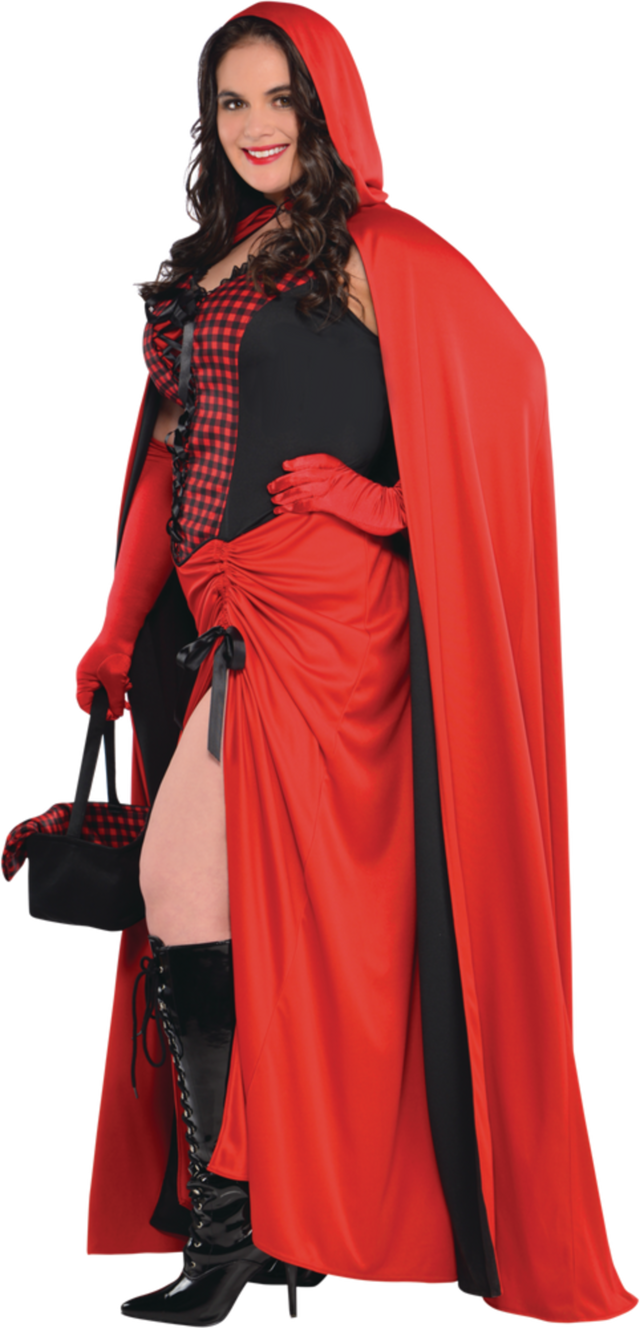 Women's Little Red Riding Hood Black/Red Dress with Cape/Hood/Basket
