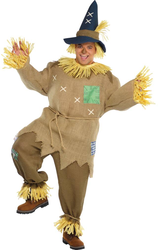 Men's Scarecrow Brown Tunic with Pants/Hat/Belt Halloween Costume, Assorted Sizes Front_Flat