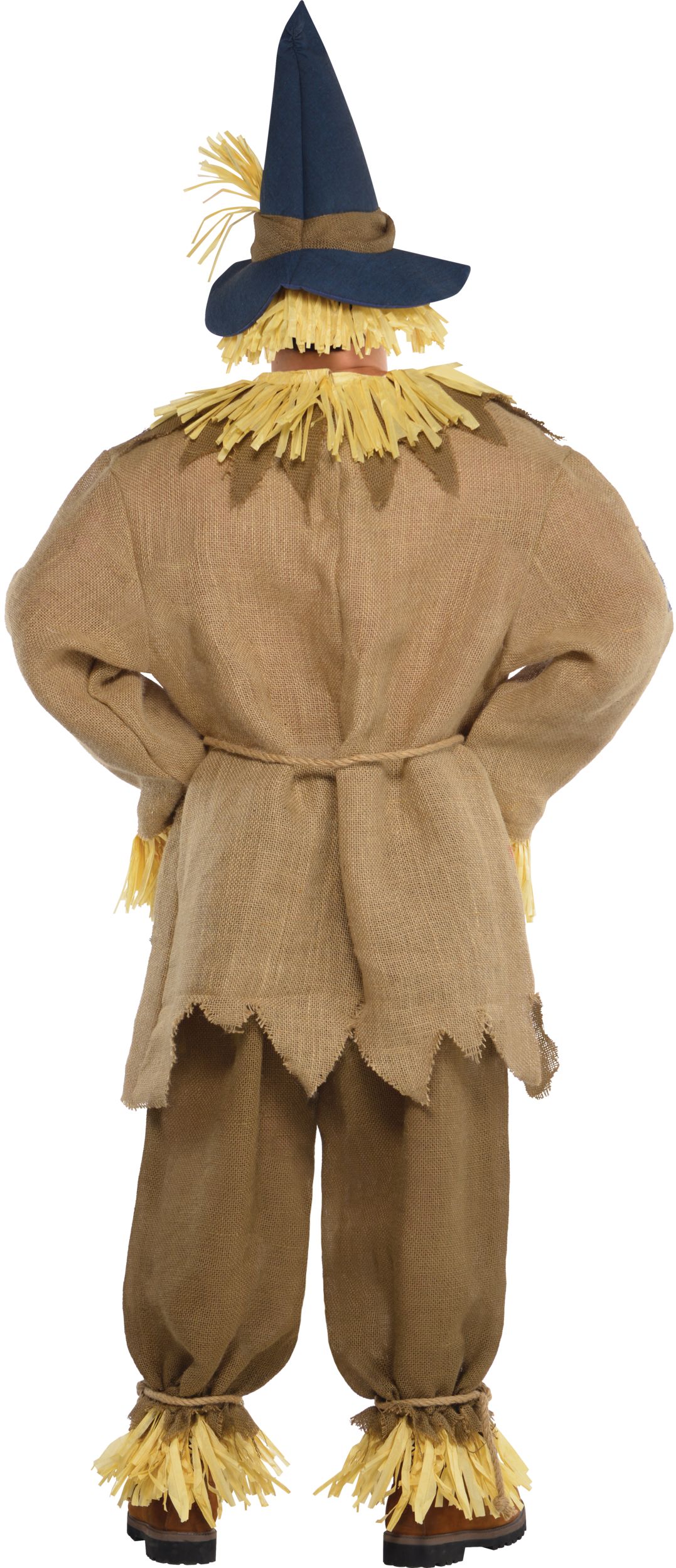 Men's Scarecrow Brown Tunic with Pants/Hat/Belt Halloween Costume, Assorted Sizes Back_Flat