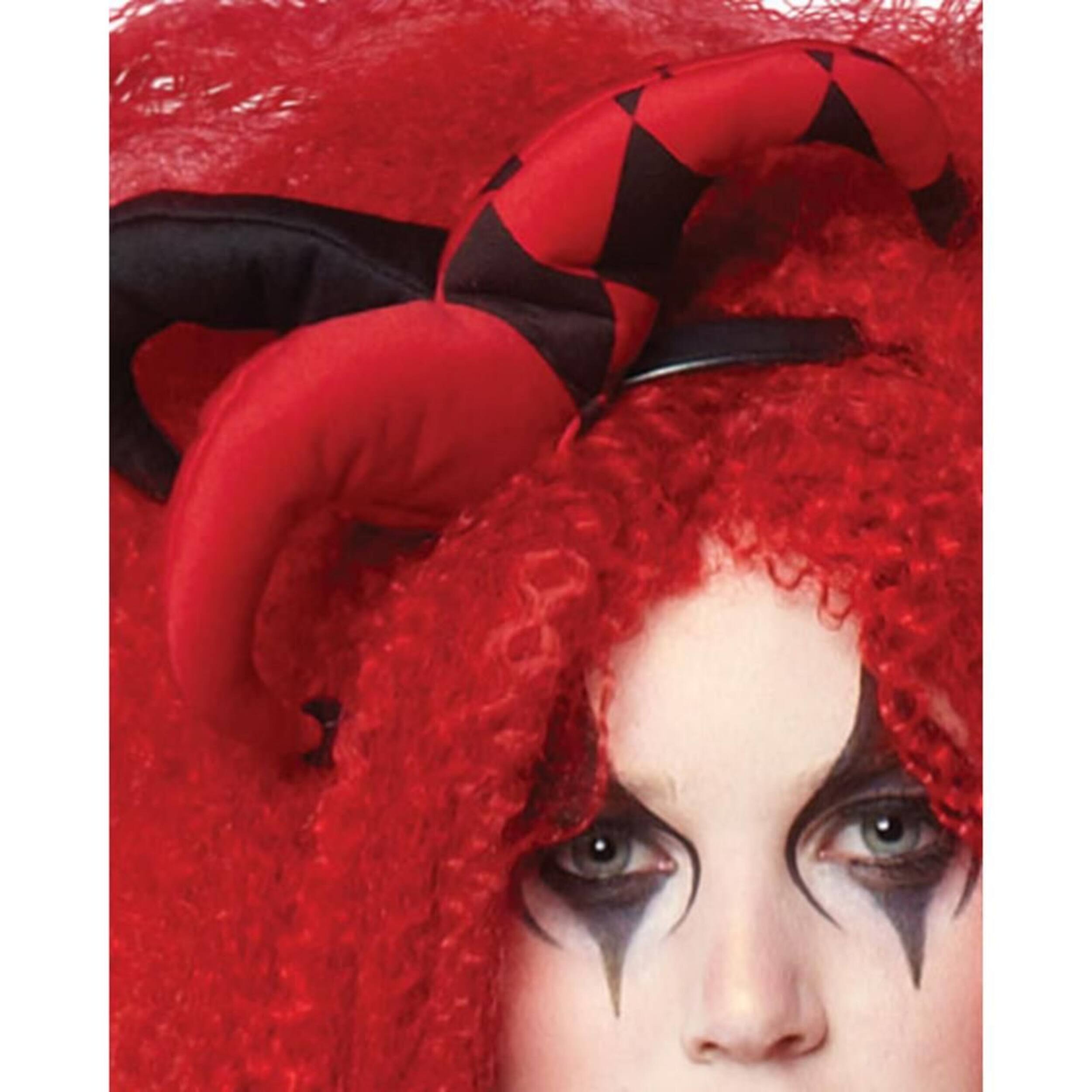 Women's Punky Jester Black/Red Dress with Headband & Stockings ...
