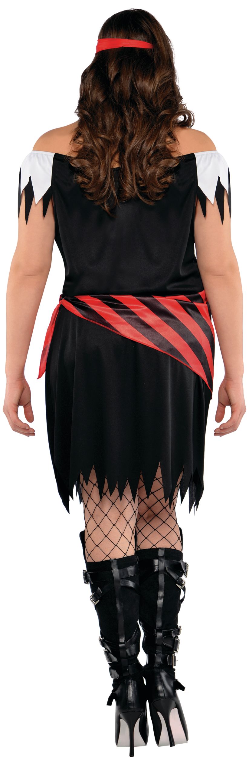Women's Pirate Black/Red Striped Dress with Bandana Halloween Costume, Plus  Size | Party City