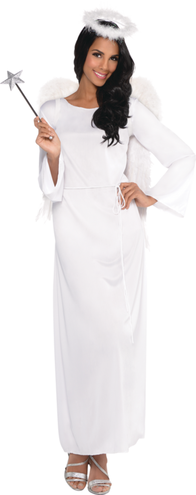 Women's Angel White Dress with Halo Headband Halloween Costume, One