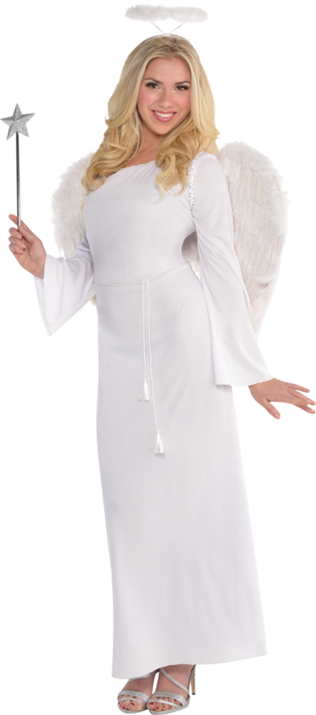 Womens Angel White Dress With Halo Headband Halloween Costume One Size Party City 
