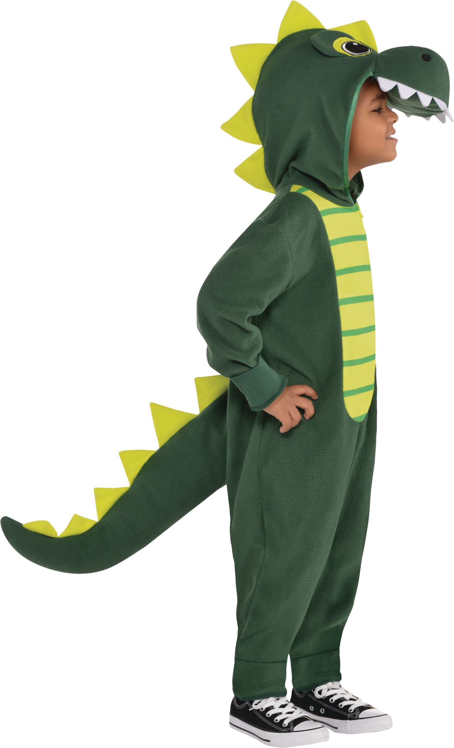 Toddler Kids Dinosaur Green Jumpsuit with Hood Halloween Costume Assorted Sizes Party City