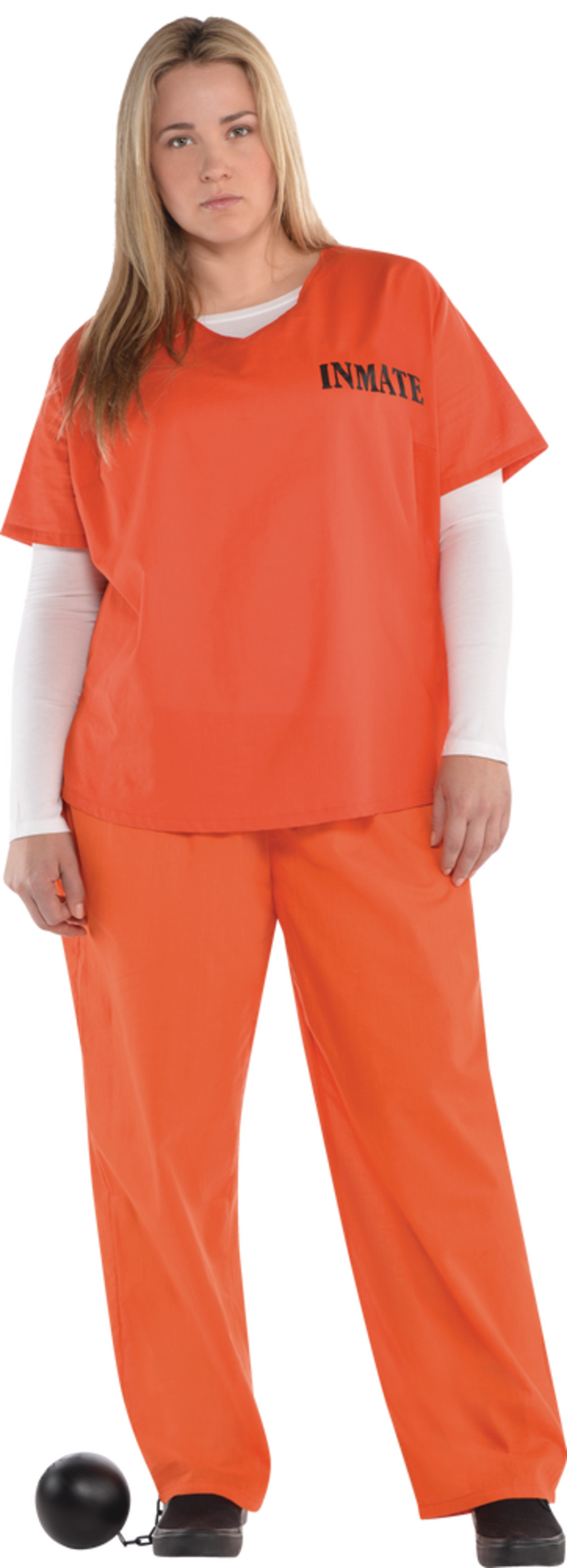 Women's Prison Inmate Orange Outfit with Shirt & Pants Halloween