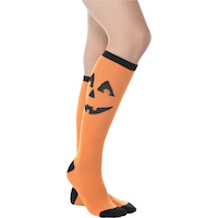 Jack-o'-Lantern Knee-High Socks, Adult, One Size Front_Angled_Right