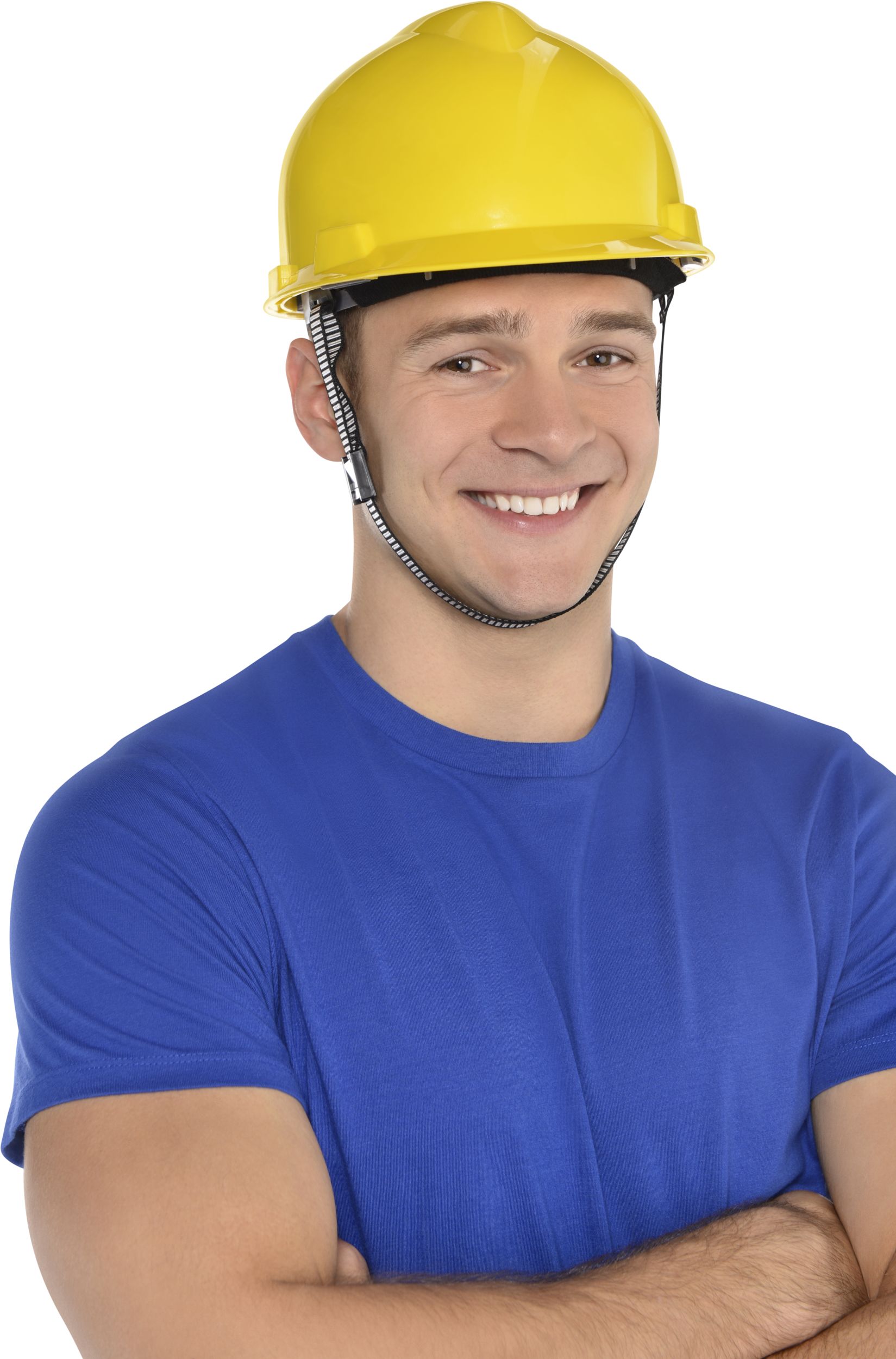 Construction Plastic Hard Hat, Yellow, One Size, Wearable Costume Accessory for Halloween Front_Angled_Right